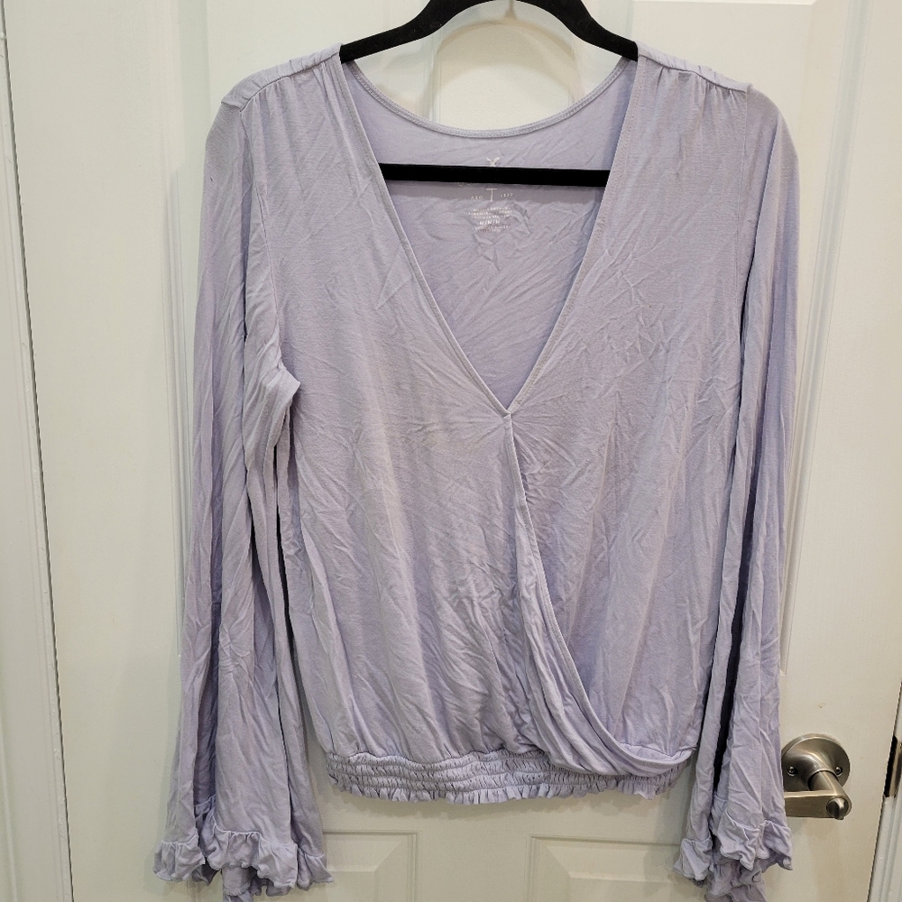 EUC Baby Blue American Eagle Soft Wrap Top